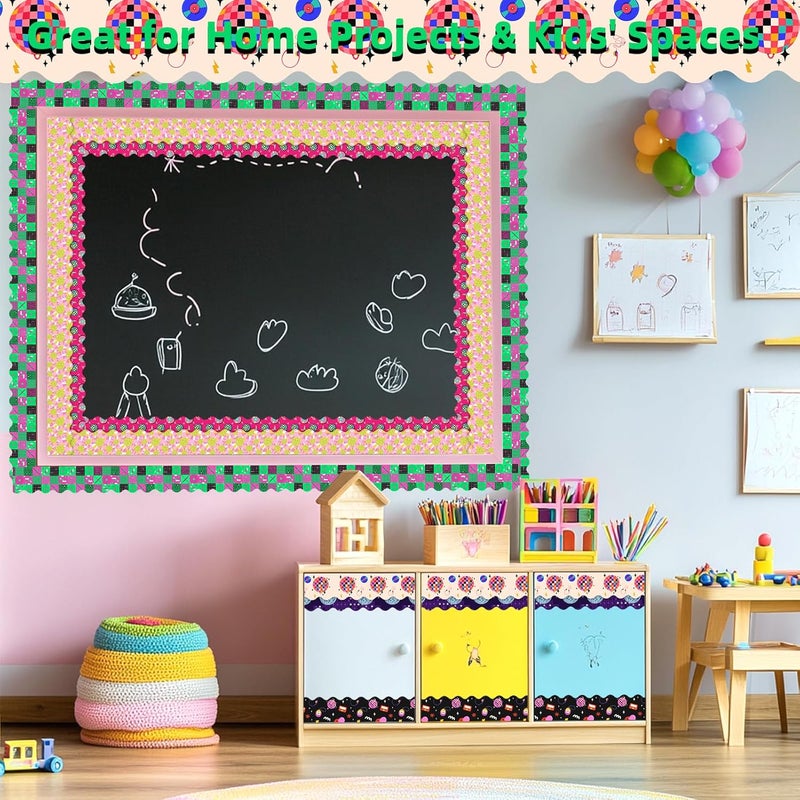 DASTTUIS 6 Rolls 196.8 Ft Disco Ball Bulletin Board Border Set - Classroom Trim - Colorful Supplies for Teachers, School & Office Decor - Perfect Birthday Theme - Image 4